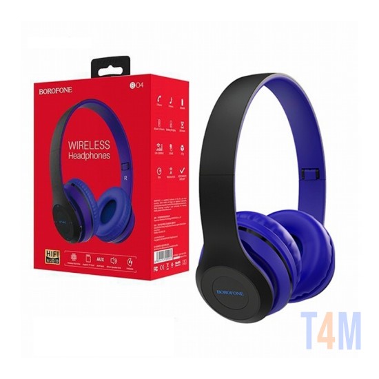 HEADPHONE BOROFONE BO4 WITH TF CARD FUNCTION, AUX PLAY MODE BLUE